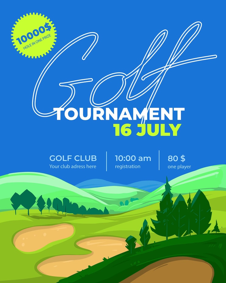 वेक्टर golf golf course vector color illustration background for poster flyer banner