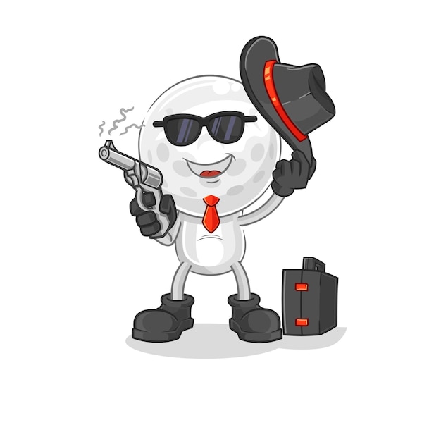 Vector golf head mafia with gun character cartoon mascot vector