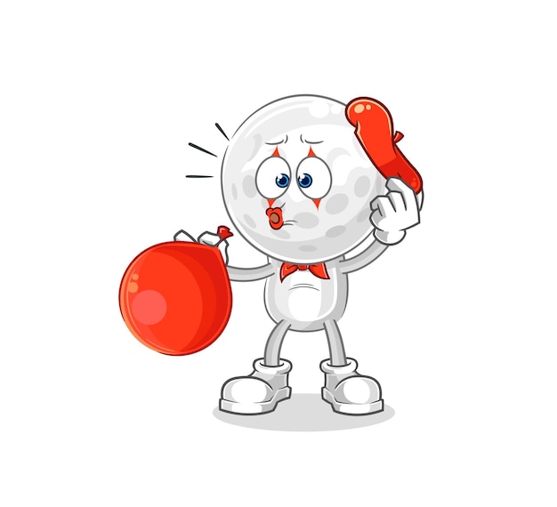 Golf head pantomime blowing balloon cartoon mascot vector