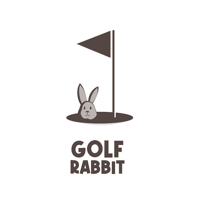 Golf Hole and Rabbit Simple Illustration Logo