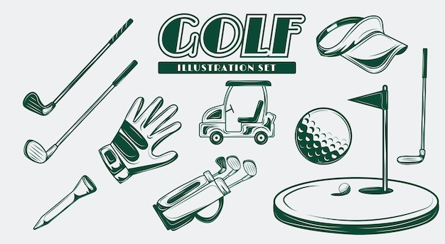 Set di illustrazioni per il golf