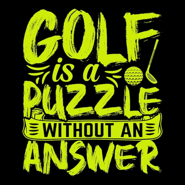 ゴルフは答えのないパズルです最高のゴルフユニークな t シャツ デザイン ベクトル イラスト テンプレート