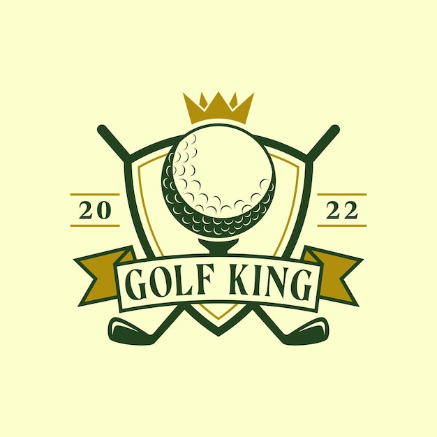 Golf koning kroon logo ontwerp