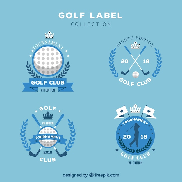 Golf labels collection in flat style