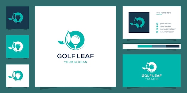 Modello di logo foglia di golf