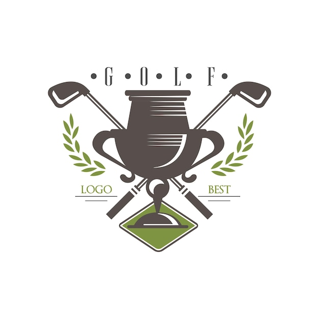 Logo del golf miglior etichetta retro per il torneo di campionato di golf vettorico del biglietto da visita del club illustrazione isolata su uno sfondo bianco