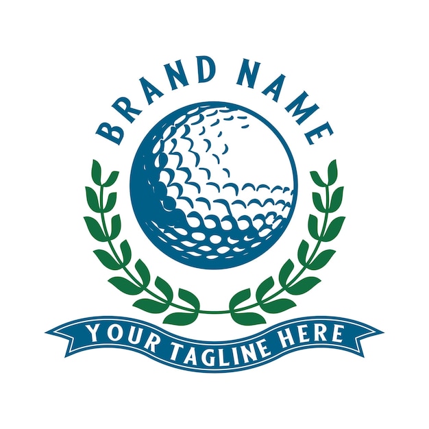 Design del logo da golf. icona della pallina da golf elegante per la comunità dei golfisti