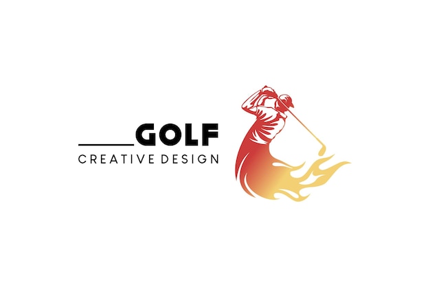 Дизайн логотипа гольфа с концепцией огня