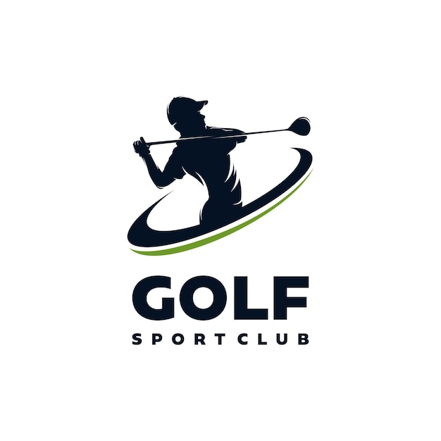 Vector golf logo swing and hit the ball