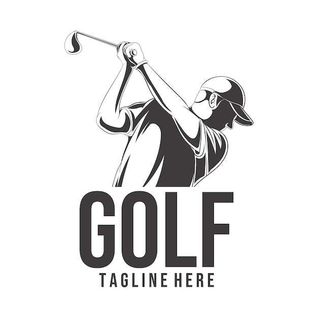 Golf logo swing shoot vector illustration