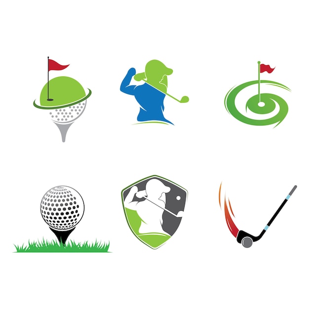 Vettore disegno dell'icona dell'illustrazione vettoriale del modello del logo del golf