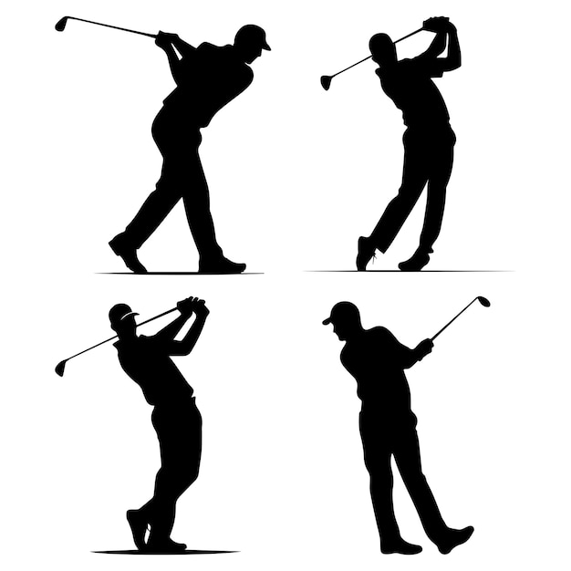 Vector golf man vector silhouette