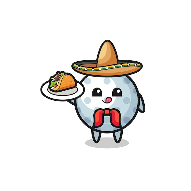 Golf mexicaanse chef-kok mascotte met een taco, schattig ontwerp