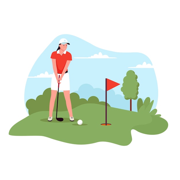 Golf people player vector illustration set