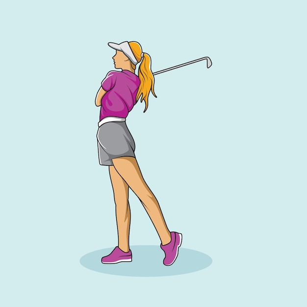 golf player athlete posed colorful vector