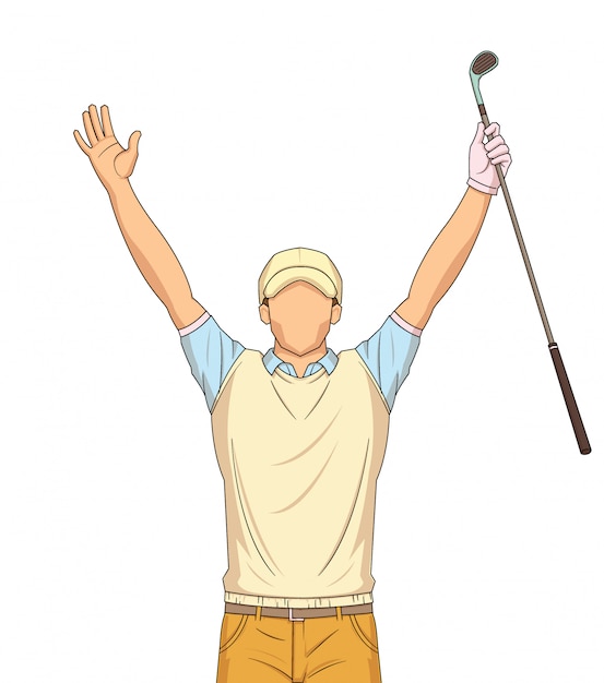 Vector golf player celebrating