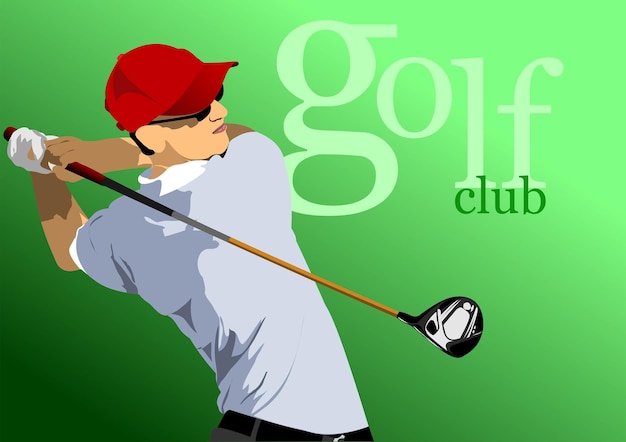 Golf player Colored vector 3d illustration