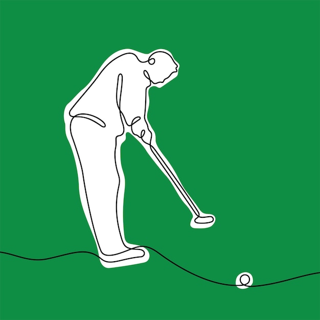 벡터 골프 선수 연속 선 다채로운  ⁇ 터 일러스트레이션