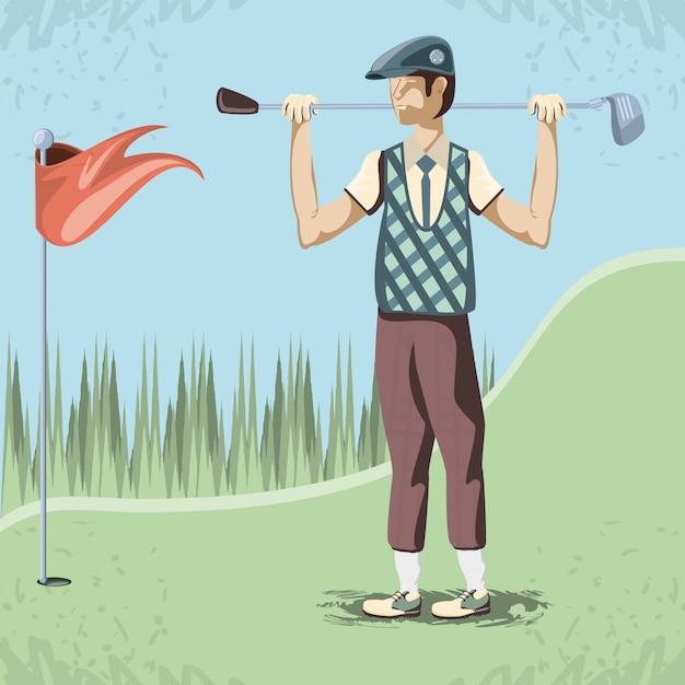 Golf player in the course