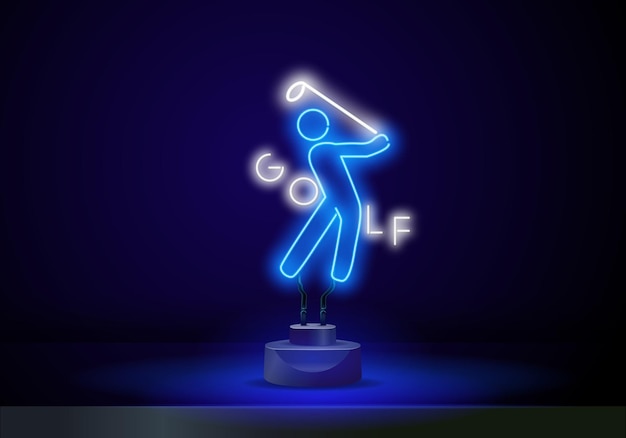 Golf player outline icon elements of sport in neon style icons simple icon for websites web design m