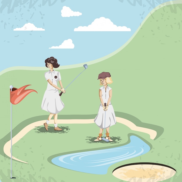 Le donne del giocatore di golf nel corso