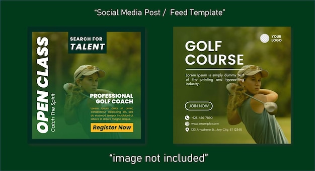Vector golf practicing social media post