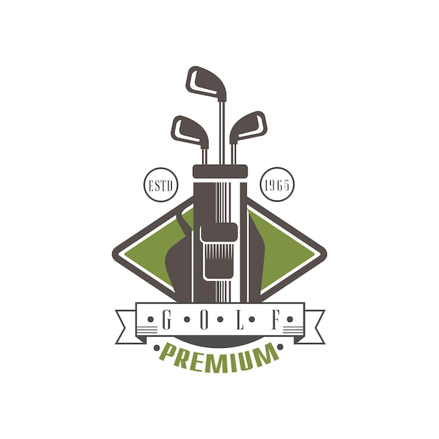 Vettore logo golf premium estd 1965 etichetta retro per il campionato di golf sport club biglietto da visita vettore illustrazione isolata su uno sfondo bianco