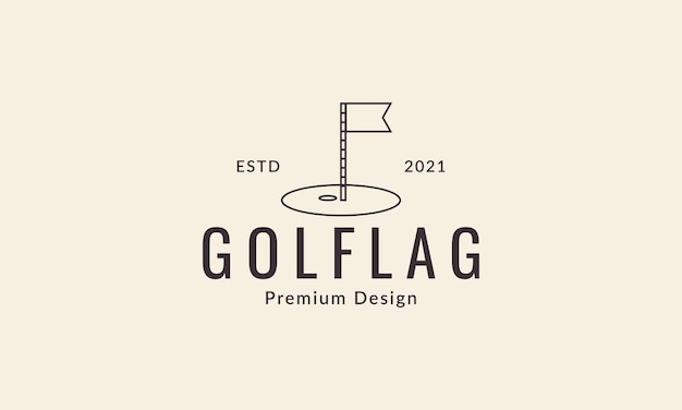 Golf punt bal lijnen vlag logo ontwerp vector pictogram symbool grafische afbeelding