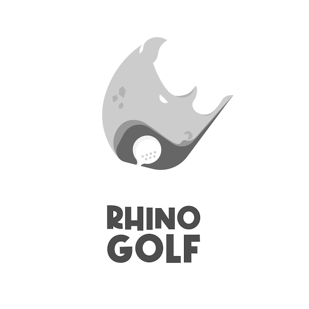 Logo dell'illustrazione semplice di rinoceronte di golf