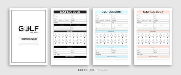 Vector golf scorecard log book templated design