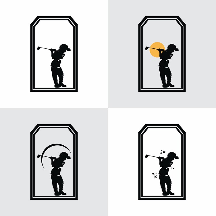 Golf sport a boy in a frame