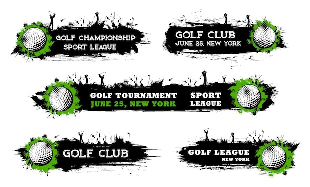 Vector golf sport club team players grunge banners