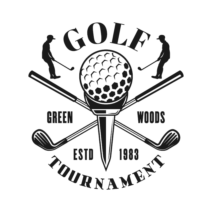 Vector golf sport club vector emblem with skull in hat, vintage monochrome illustration isolated on white background