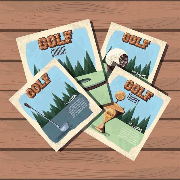 Golf sport retro banner set