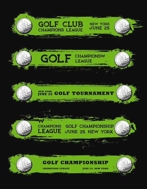 Vector golf sportclub grunge banners