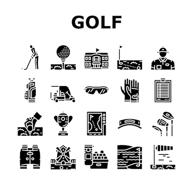 Golf sportief spel op speeltuin Iconen Vector instellen