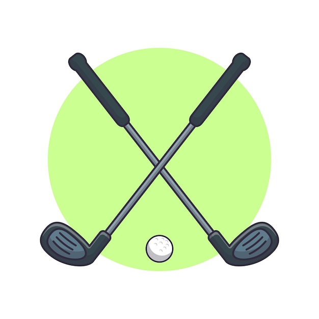 Vector golf stick and ball cartoon vector illustration