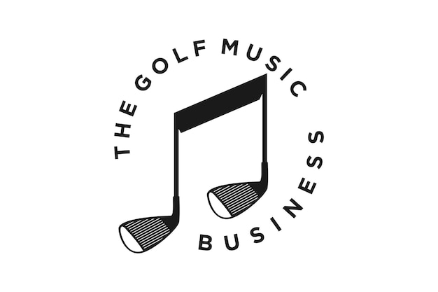 Golf Stick with Music Song Guitar Instrument logo design