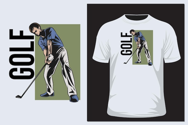 Golf swing shoot vector illustration on white t shirt