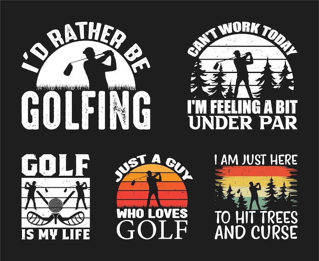 Golf T shirt Design Bundle Golfing shirt Vector Golf T shirt design Collection vintage