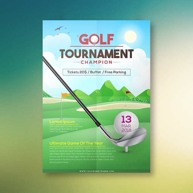 Vector golf tournament champion poster design