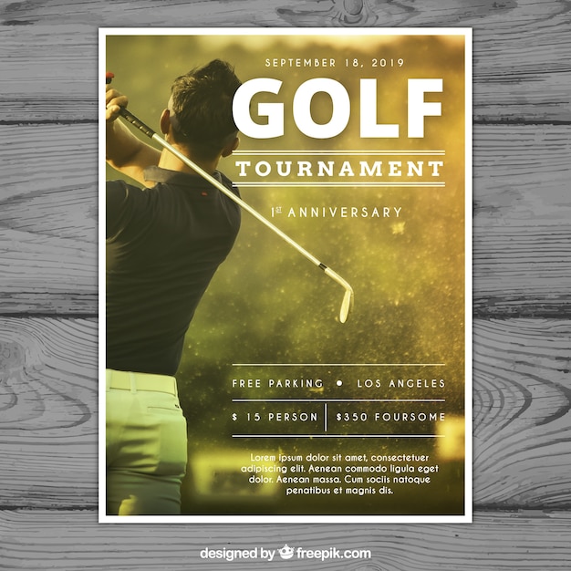 Vector golf tournament flyer in flat style
