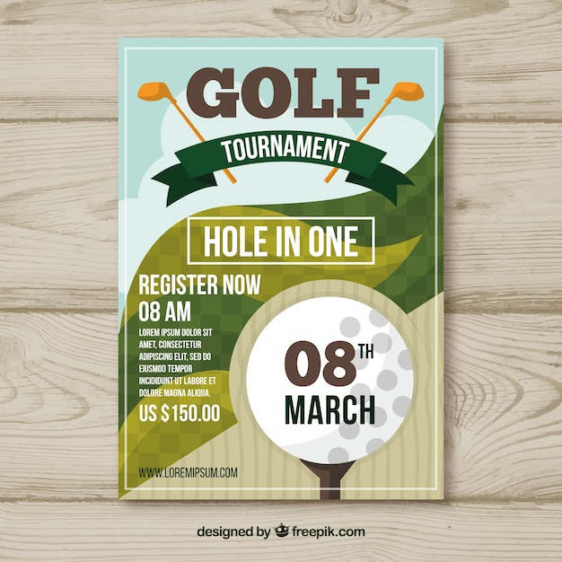 Golf tournament flyer in flat style