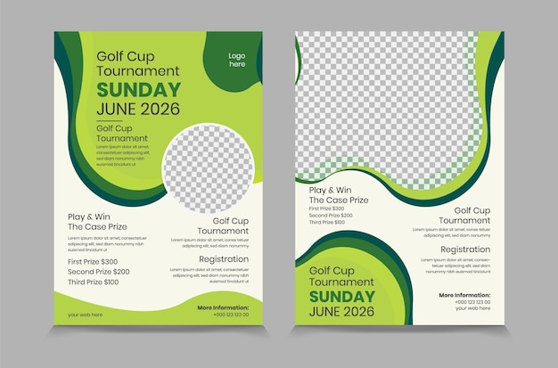 Golf tournament flyer template vector illustration eps 10 Gold tournament double side or page flyer