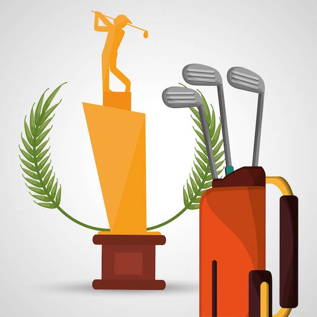 Golf trophy bag clubs sport 