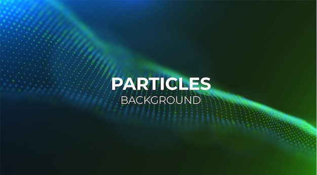 Golf van blauwe en groene deeltjes Abstracte technologie stroom achtergrond