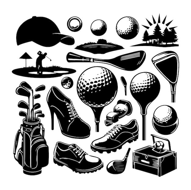 Vector golf vector vector vintage golf elements collection