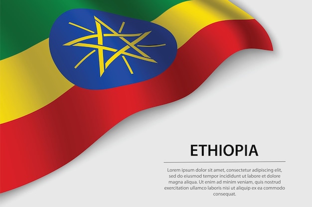 Golf vlag van Ethiopië op witte achtergrond Banner of lint vector sjabloon voor onafhankelijkheidsdag