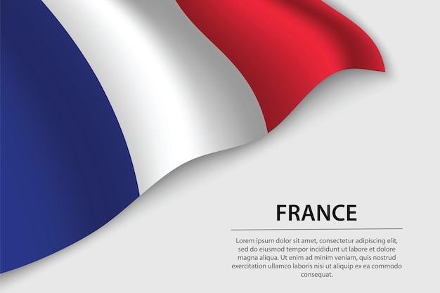 Golf vlag van Frankrijk op witte achtergrond Banner of lint vector sjabloon voor onafhankelijkheidsdag