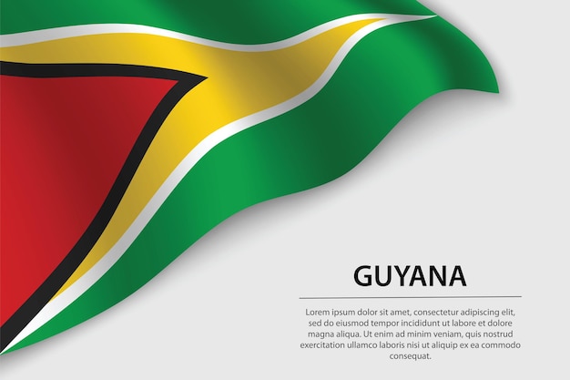 Golf vlag van Guyana op witte achtergrond Banner of lint vector sjabloon voor onafhankelijkheidsdag